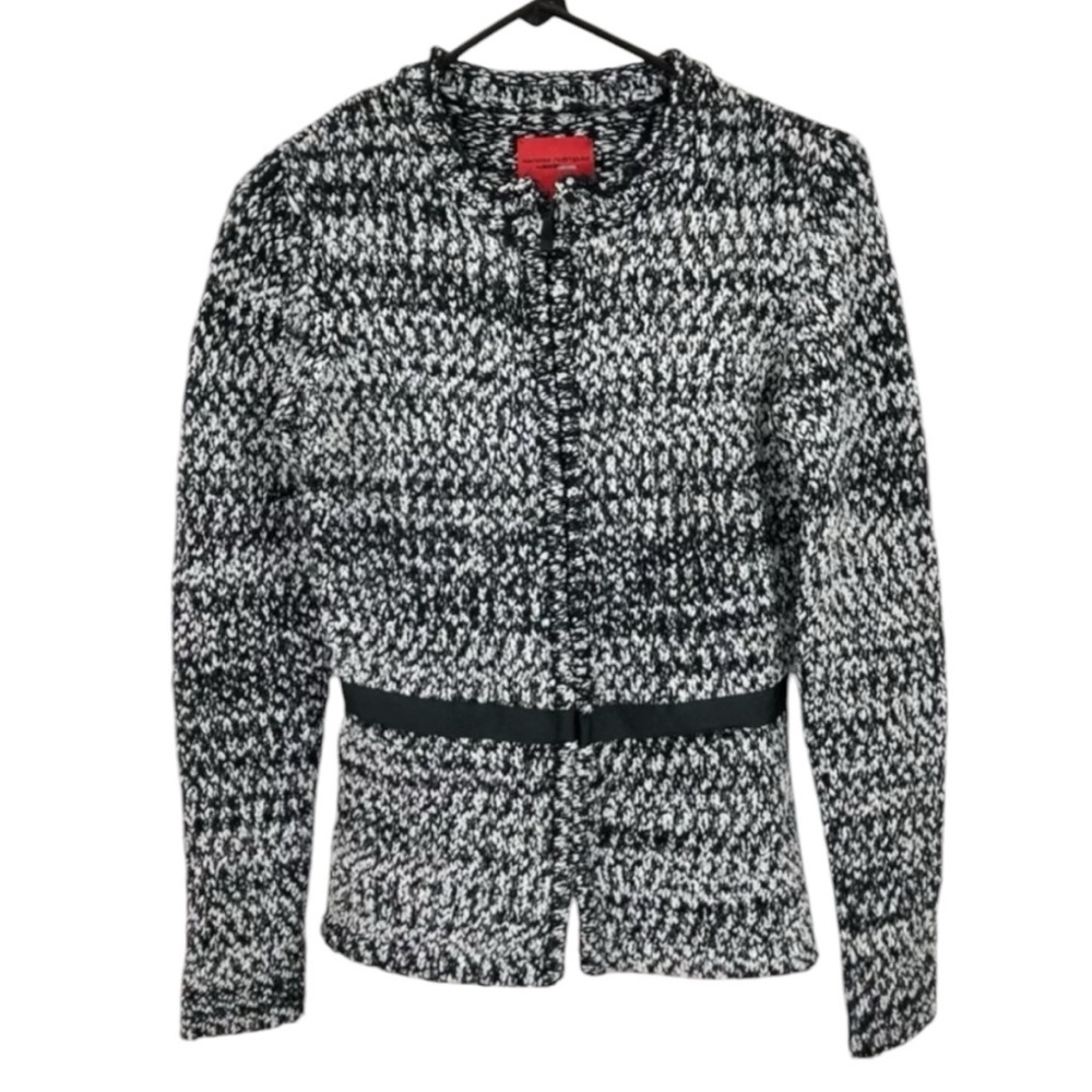 Narciso Rodriguez For Design Nation Knit Black White Sweater Jacket Large